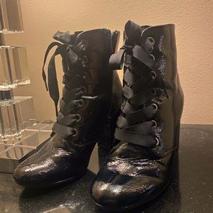 Heeled black booties women’s 7, 3 inch heel